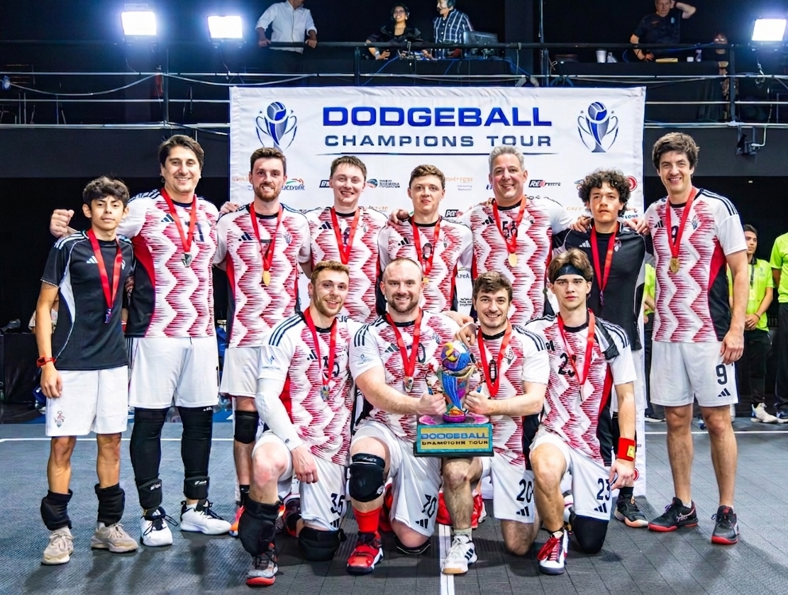 Boston Anarchy DC celebrate winning the first Dodgeball Champions Tour at Dodgeball Arena CDMX